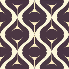 Displaying a wavy brown and white design, this art deco pattern incorporates elements of art nouveau. Its seamless composition allows for versatile applications in design projects.