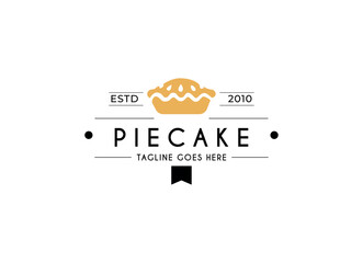 Pie cake logo for bakery, bread, ang cake shop design vector.