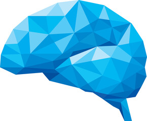 Creative concept of the human brain consists of blue polygons, illustration.
