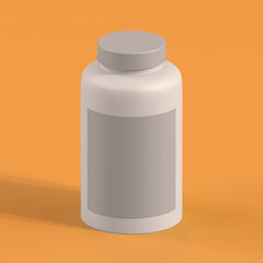 Monochrome Bottle on Orange Background, 3d Rendering