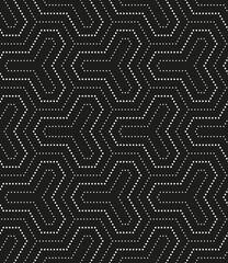 Vector seamless texture. Modern geometric background with dotted hexagons. - 622280591