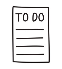 Doodle to-do list icon or logo, hand drawn with thin black line. Png clipart isolated on transparent background