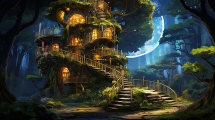 Wheel in park. AI generated art illustration.