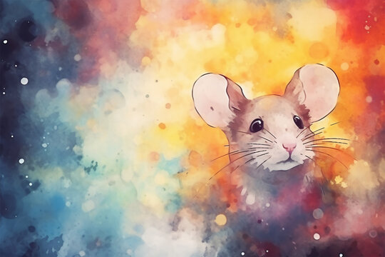 watercolor style painting of the shape of a mouse
