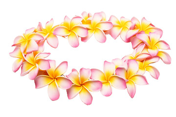 Hawaii Garland of Frangipani Flowers Lei, Isolated on Transparent Background. Generative AI - obrazy, fototapety, plakaty