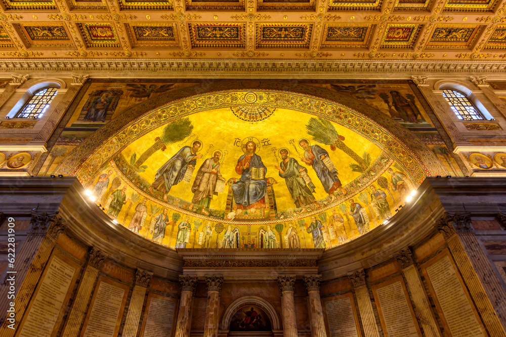 Wall mural Interiors of Basilica of Saint Paul outside the Walls, Rome, Italy