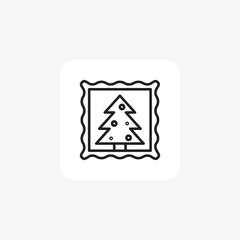Christmas Tree Frame Line Icon