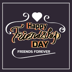 happy friendship day hand drawn calligraphy with heart,social media template
