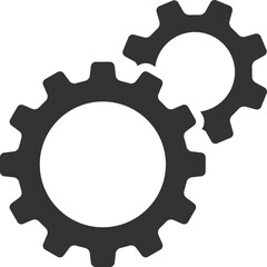 Metal gears and cogs vector. Gear icon flat design. Mechanism wheels logo. Cogwheel concept template.
