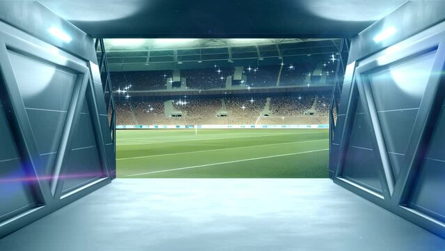 Sports stadium entrance.  Intro. Sports betting concept. Bookmaking.