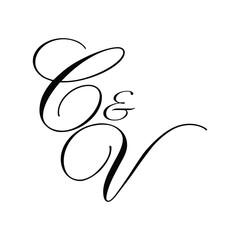 CV Calligraphy Monogram initial letters logo