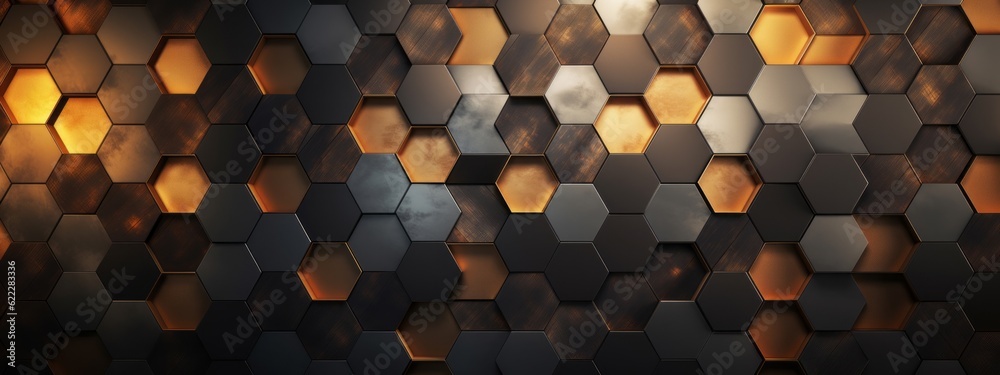 Poster abstract futuristic luxurious digital geometric technology hexagon background banner illustration 3d
