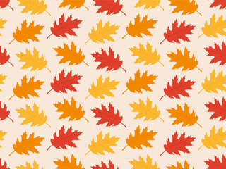 Naklejka na ściany i meble Seamless autumn pattern with oak leaves