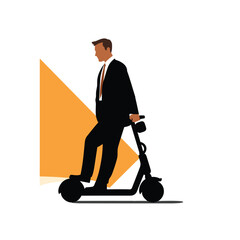 man in suit on electric scooter vector flat isolated illustration