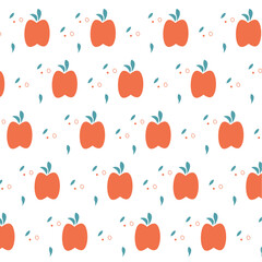 Seamless pattern with apples. Vector illustration in flat style.