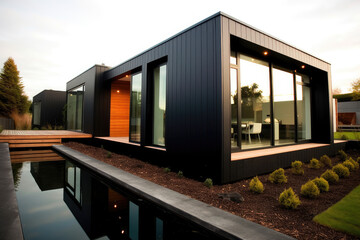 modern modular black houses, residential architecture exterior, exterior design
