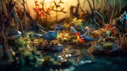 Vibrant Avian Wonders: Exploring the Diverse World of Colorful Birds in Untamed Nature, generative AIAI Generated