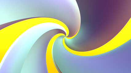 blue twisted object on yellow background. 3D simple abstract background. 3D rendering