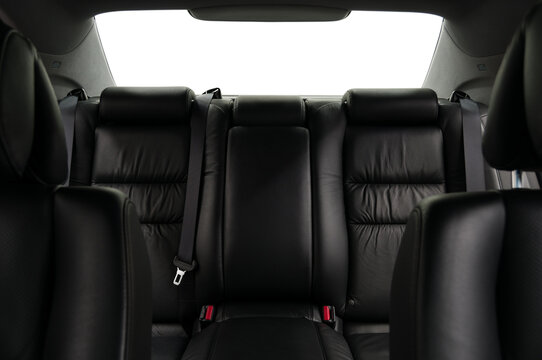 Car interior detail. Leather passenger rear seats.
