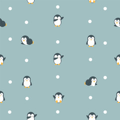 cartoon penguin doodle seamless pattern © focus_bell