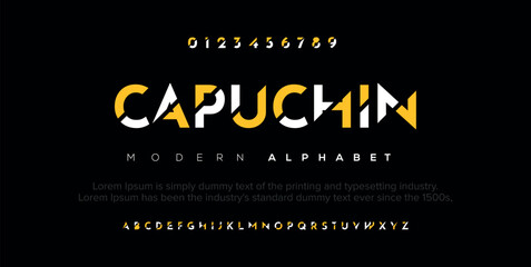 Fototapeta CAPUCHIN is uneven, unexpected, playful font. Vector bold font for headings, flyer, greeting cards, product packaging, book cover, printed quotes, logotype, apparel design, album covers, etc. obraz