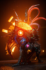 an extremely detailed biomechanical cyberpunk cat fighting with the enemy, glowing eyes, fantasy art, hyperrealism, polished, beautiful, radiant, colorful, intricate, vray, nvdia ray tracing, octane