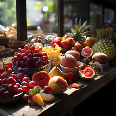 delicious Fresh Fruit on market - AI generated.