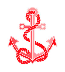 Nautical anchor with rope symbol. Graphic design for a t-shirt print, tattoo, logo. Png clipart isolated on transparent background © paketesama