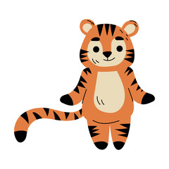 Funny Tiger Cub with Orange Fur and Stripes Standing Vector Illustration