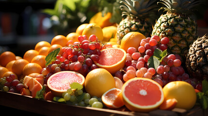 delicious Fresh Fruit on market - AI generated.