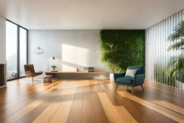 Fototapeta na wymiar modern interior design of room with sofa and green tree