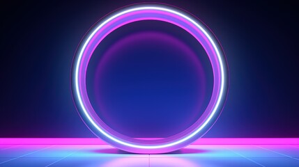 3d render background with glowing lights circle neon