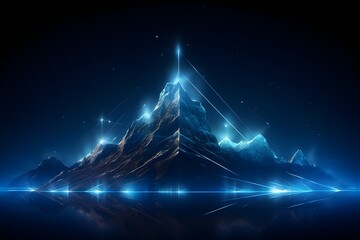The mountain peak represents the ultimate success and accomplishment in the age of digital transformation. Employing innovative strategies to change the business environment. Generative AI 
