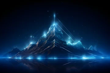 Foto op Canvas The mountain peak represents the ultimate success and accomplishment in the age of digital transformation. Employing innovative strategies to change the business environment. Generative AI   © Bochana