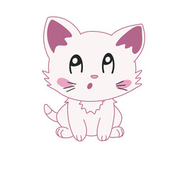 Cartoon cat, cute kitten 