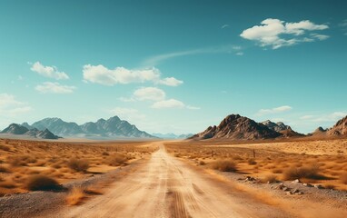 Fototapeta na wymiar A road sign in the middle of a desert. AI