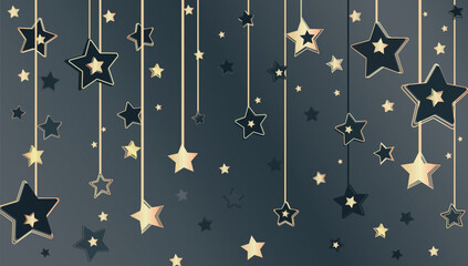 Gold and black stars on a gray background