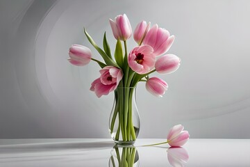 pink tulips in a vase generated by AI tool