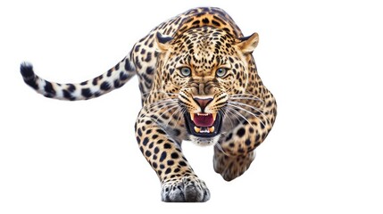Alert leopard photo realistic illustration - Generative AI.