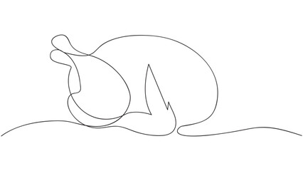 One continuous line art of whole turkey. Happy thanksgiving. Vector.