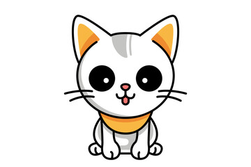 Cute cat clipart, vector illustration. Cartoon kitten icon and logo. Fun kitty sticker, design element, trendy print image.