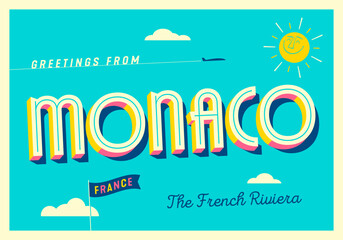 Greetings from Monaco, France - The French Riviera - Touristic Postcard. - 622295733