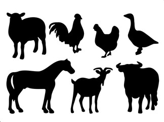 set of silhouettes animals illustration vector 
