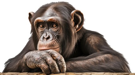 Intelligent chimpanzee photo realistic illustration - Generative AI.
