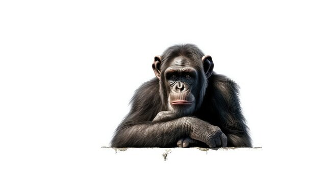 Intelligent chimpanzee photo realistic illustration - Generative AI.