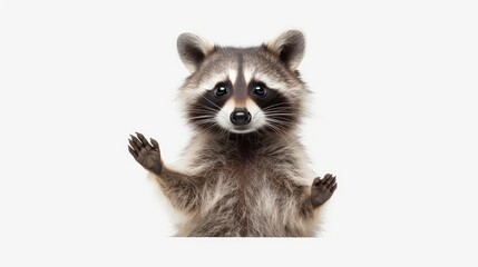 Naklejka premium Curious raccoon photo realistic illustration - Generative AI.