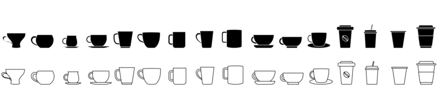 Coffee cup icon vector set. Tea cup illustration sign collection. Mocha symbol. Tea logo. Hot drink mark.