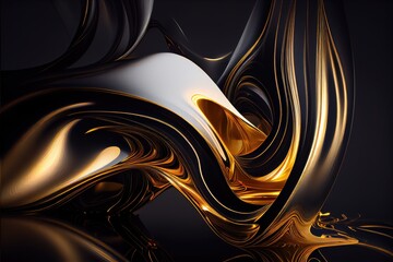 Abstract background paint texture. Gold and black backdrop. Generative Ai