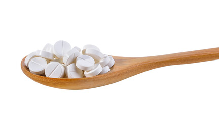  pills in wood spoon on transparent png