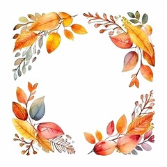 Watercolor Autumn frame. Illustration AI Generative